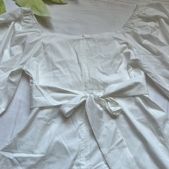 Preppy Casual Dress Off Shoulder Sleeve Flounced Edge Casual Short Dress - Picture 7 of 8